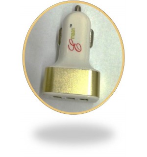Emaan- 3-in-1 USB Car Adapter - GOLD
